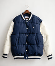 U.S. POLO ASSN. ユーエスポロアッスン PADDED VARSITY JACKET オーバーサイズワンポイントロゴ刺繍中綿スタジャン / 配色切替パデッドジャケット 14894