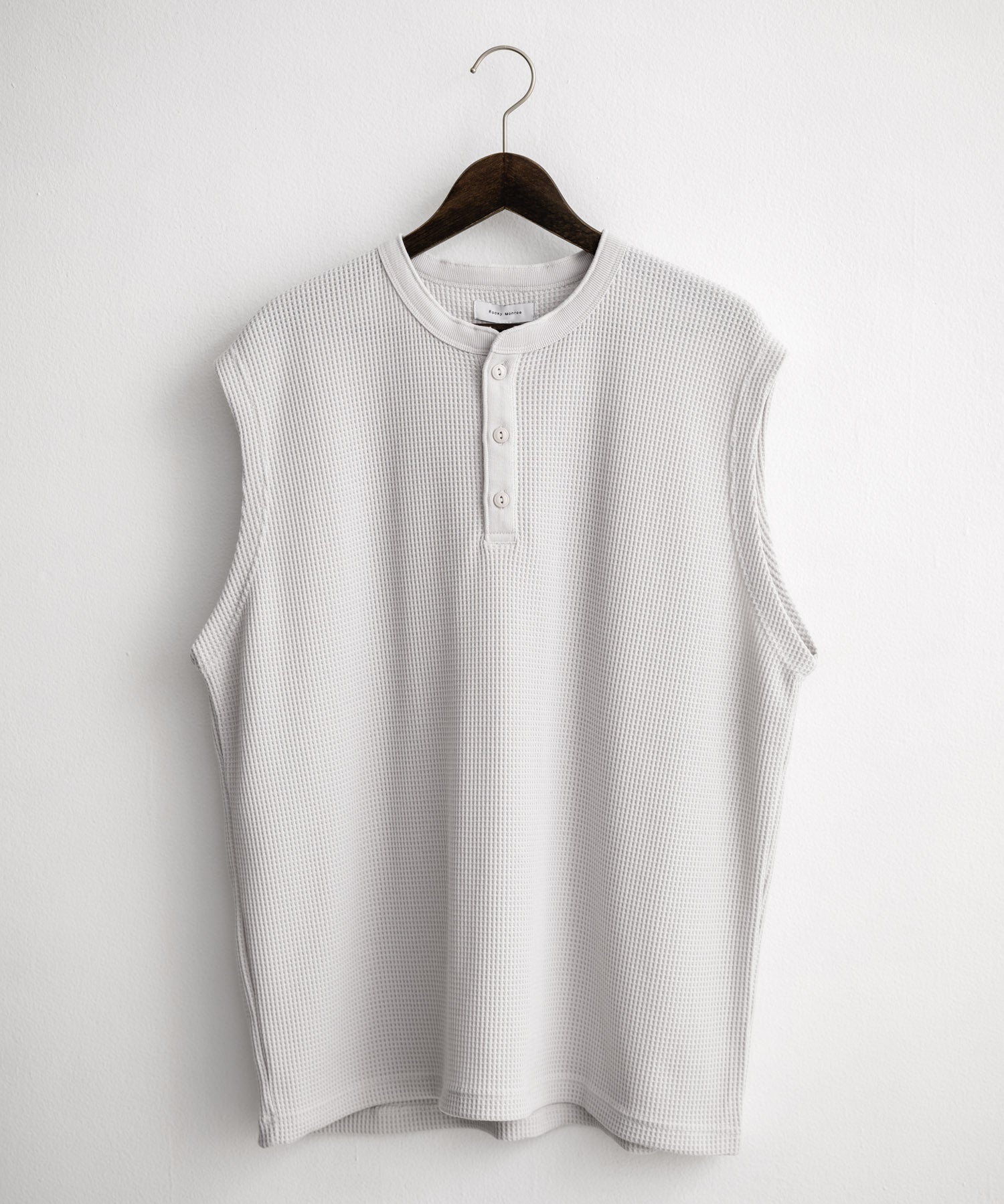 オーバーサイズ T/Cワッフルヘンリーネックタンクトップ 15577