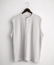 オーバーサイズ T/Cワッフルヘンリーネックタンクトップ 15577