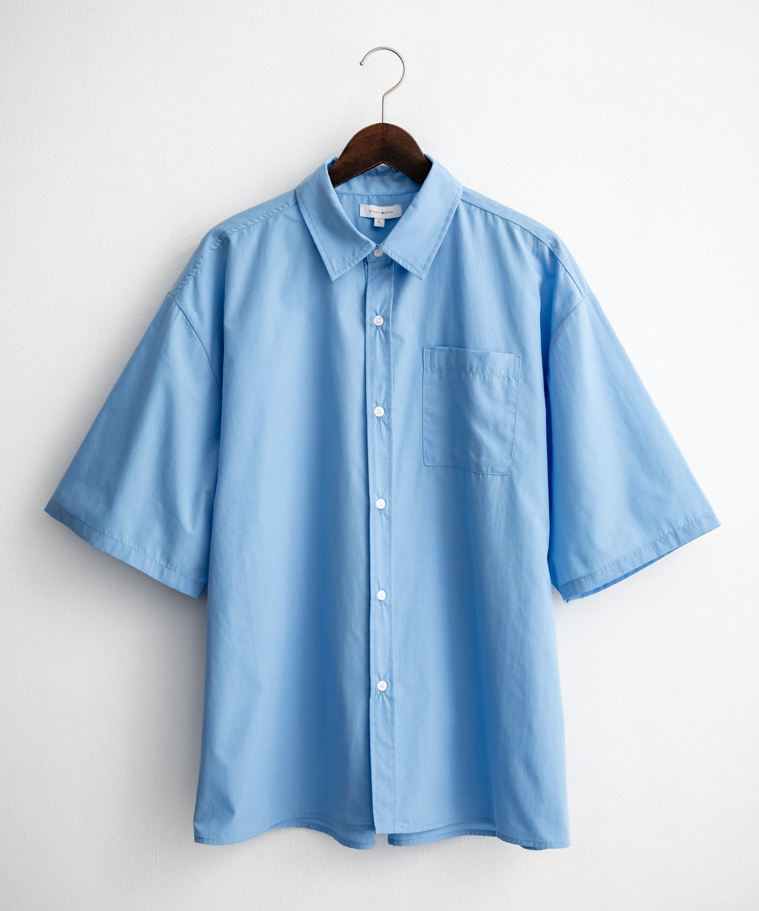 新色追加 オーバーサイズ 無地/チェック柄/ストライプ柄レギュラーカラー半袖シャツ 13977