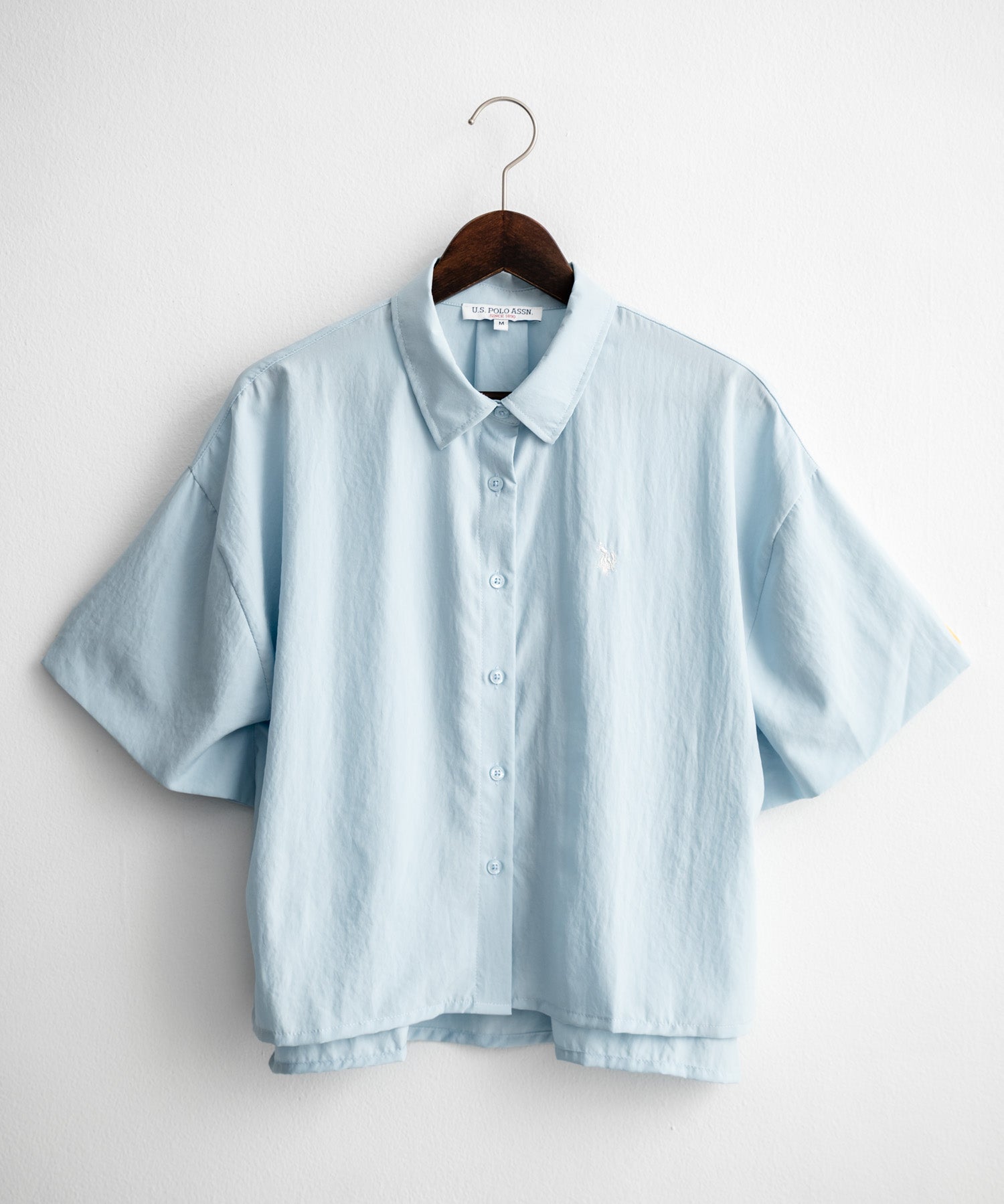 U.S. POLO ASSN. ユーエスポロアッスン W's ワンポイントロゴ刺繍ショート丈半袖気流シャツ 15637