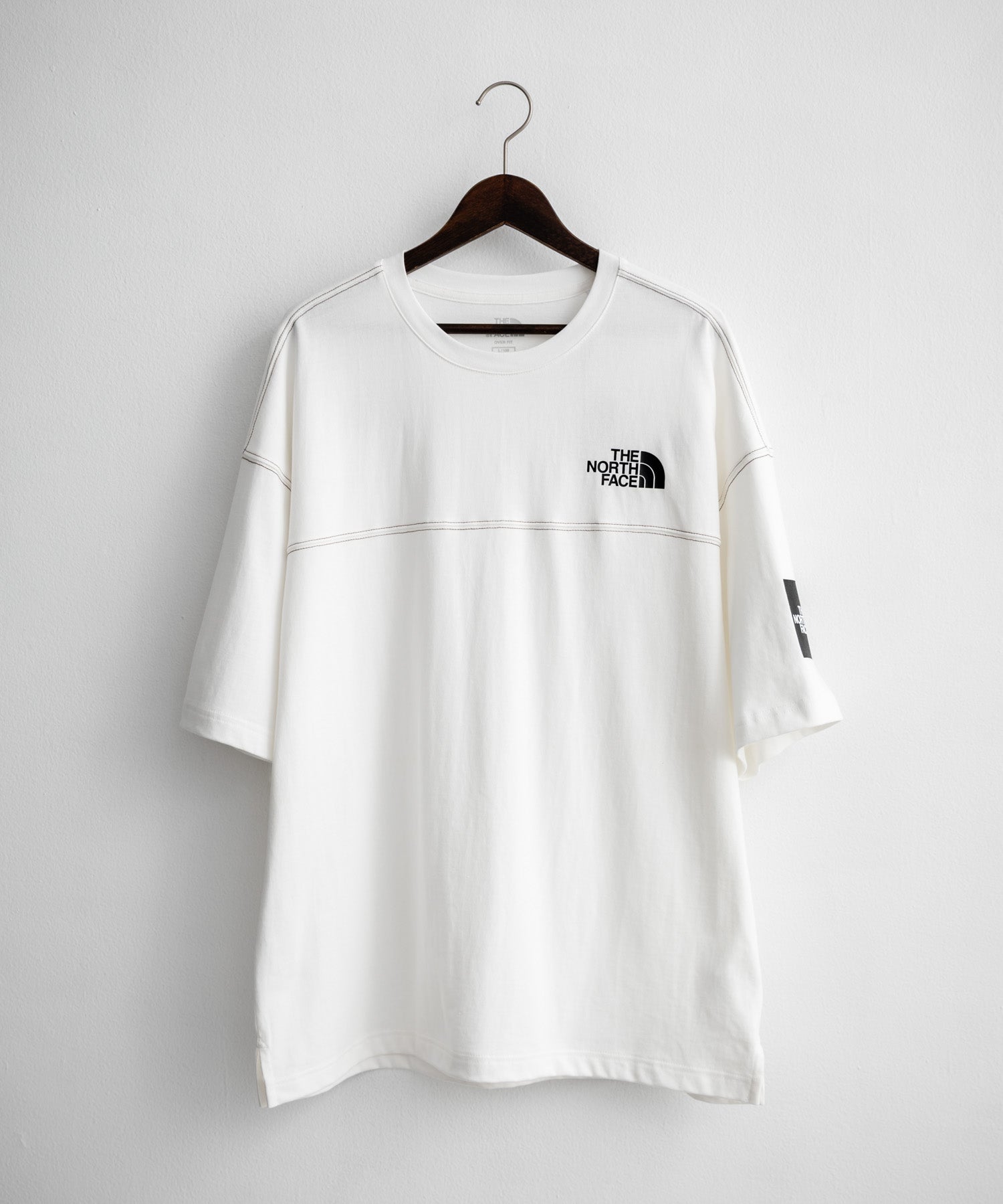 THE NORTH FACE WHITE LABEL STITCH DYEING S/S R/TEE オーバーサイズステッチラインワンポイントロゴピグメント加工半袖Tシャツ 16163