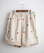 HOUSTON TWILL ALLOVER EMB EASY SHORTS コットンツイル総柄刺繍イージーワイドショートパンツ 16179