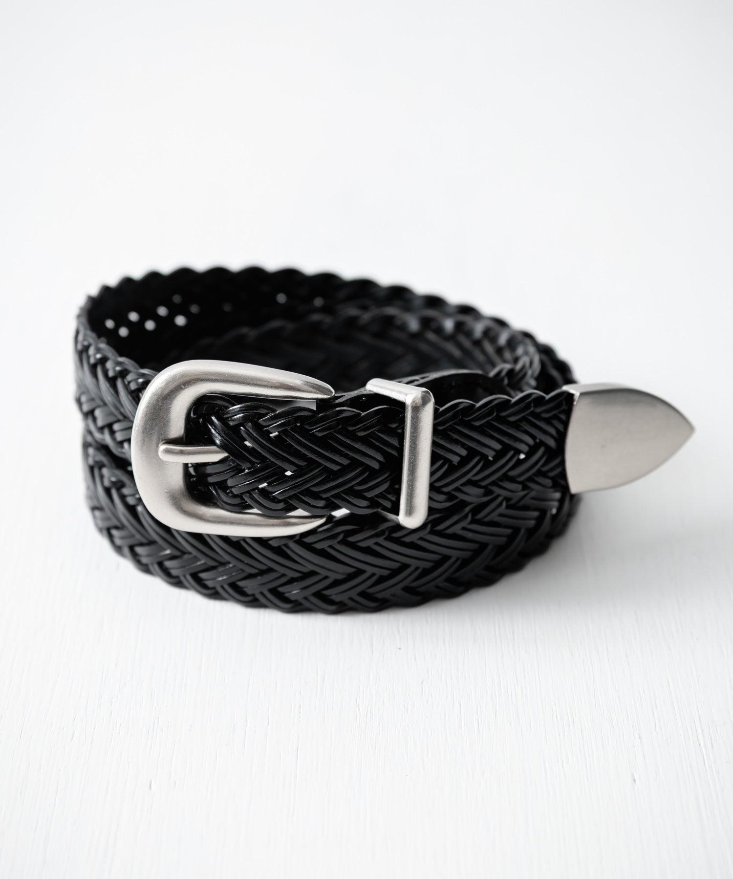 リアルレザー 本革 ラウンドバックルメッシュベルト 15731