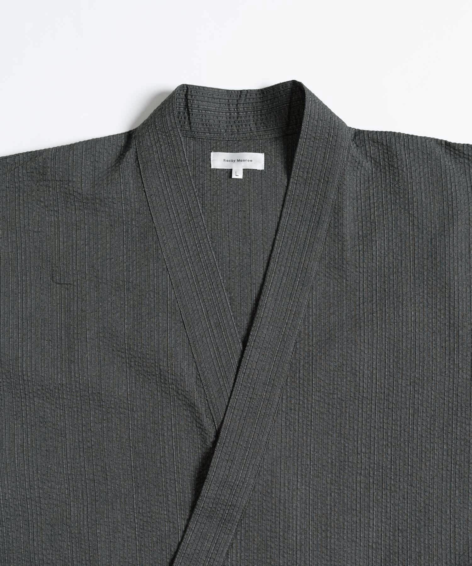 しじら織り甚平 上下セット 無地/ストライプ 14156