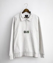 HUF ハフ SLATE QUARTER ZIP FLEECE オーバーサイズロゴ刺繍ハーフジップトレーナー