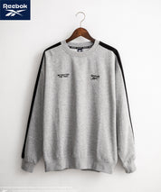 Reebok リーボック オーバーサイズ裏起毛ロゴ刺繍＆ラグラン袖ラインクルートレーナー 14866