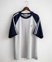 KANGOL カンゴール 別注コラボ オーバーサイズ袖ラインワッフルワンポイントロゴ刺繍ラグラン半袖Tシャツ