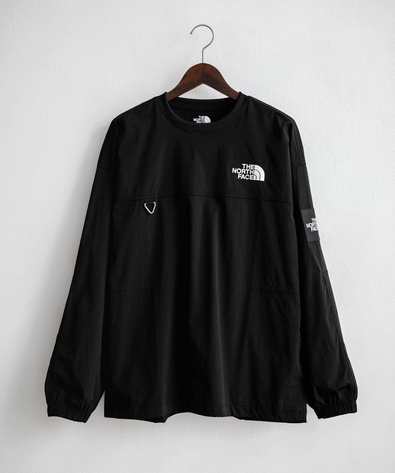 日本未展開モデル THE NORTH FACE ザ・ノースフェイス WHITE LABEL ホワイトレーベル TNF ALBANY EX CREWNECK ワンポイントロゴ刺繍バイカラー長袖カットソー 15432