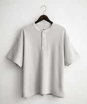オーバーサイズ T/Cワッフルヘンリーネック半袖Tシャツ 15578