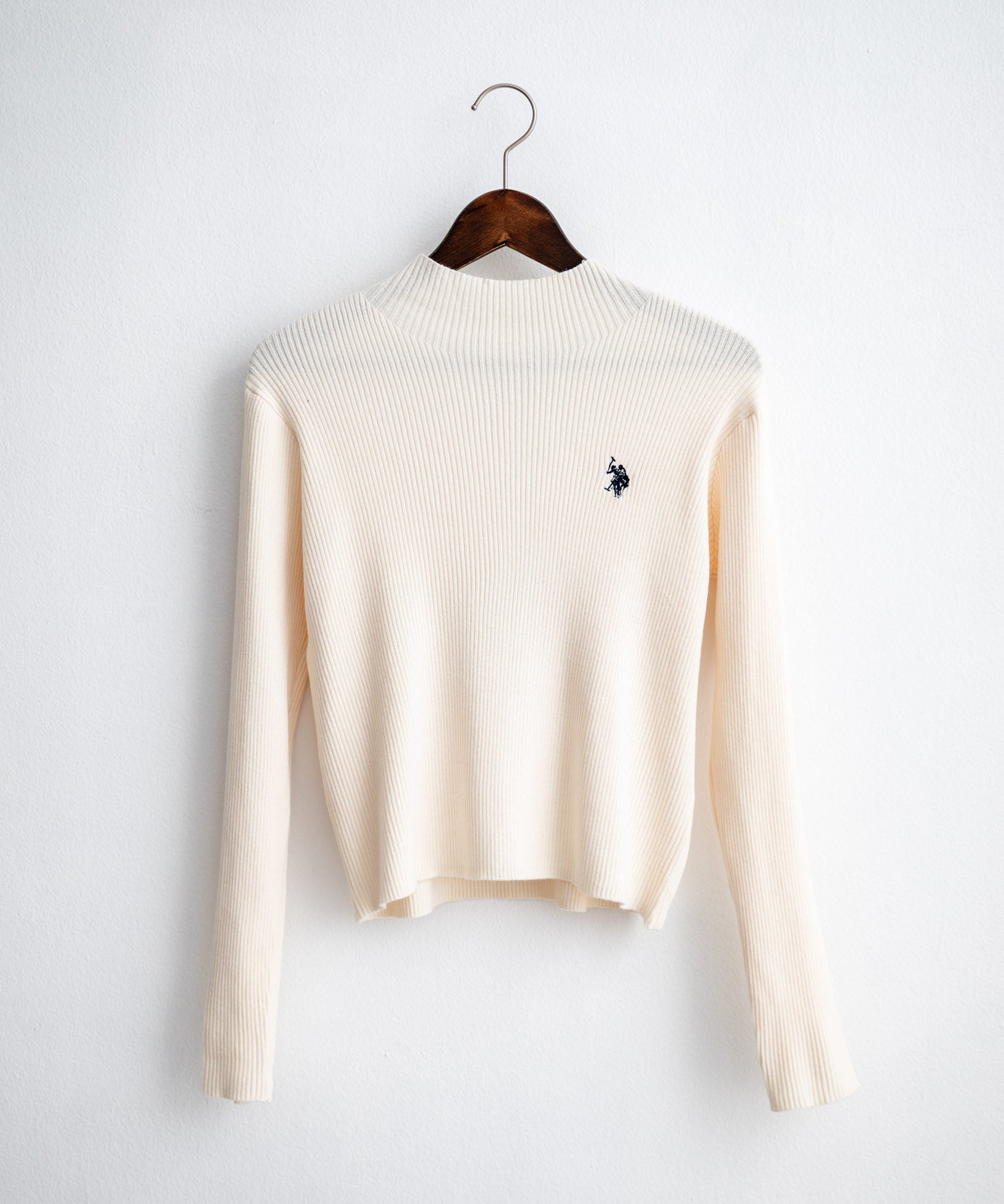 U.S. POLO ASSN. ユーエスポロアッスン W's ワンポイントロゴ刺繍リブハイネック長袖ニット 16458