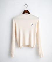 U.S. POLO ASSN. ユーエスポロアッスン W's ワンポイントロゴ刺繍リブハイネック長袖ニット 16458