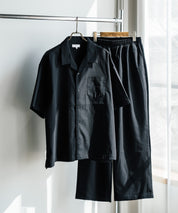 新色追加 セットアップ 接触冷感 多機能素材 リネンライク半袖開襟シャツ＆セミワイドイージーパンツ 15480