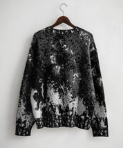 オーバーサイズ5Gジャガード編みアブストラクト柄クルーネックニットセーター 15193