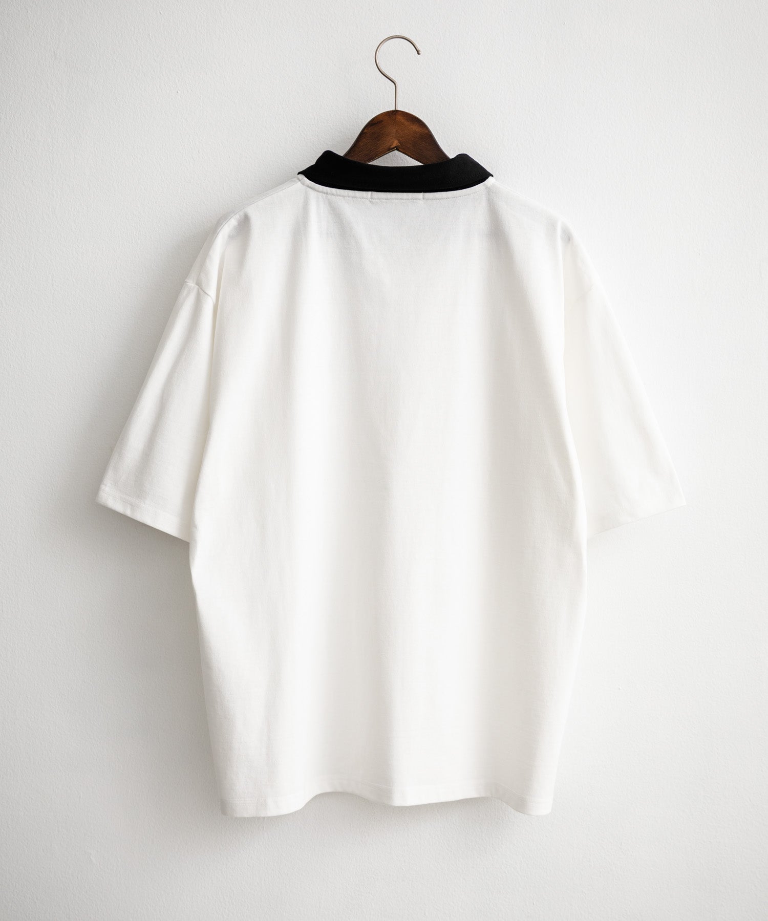 新色追加 U.S. POLO ASSN. 別注コラボオーバーサイズワンポイントロゴ刺繍天竺半袖ハーフジップポロシャツ 無地/クレリック 15426