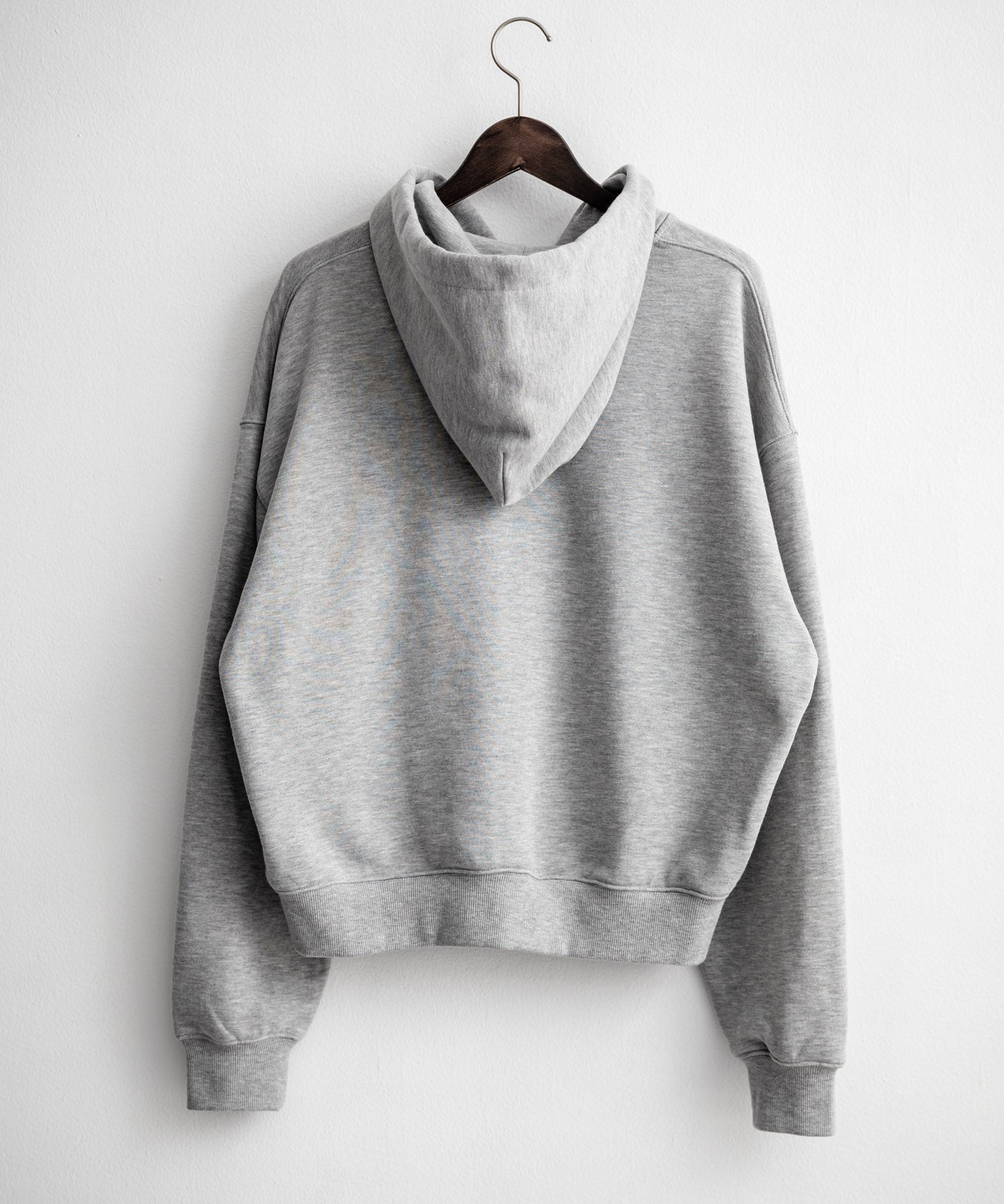 オーバーサイズ 裏毛ショート丈長袖ダブルジップパーカー 15435　【セットアップ可能】