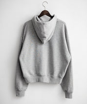 オーバーサイズ 裏毛ショート丈長袖ダブルジップパーカー 15435　【セットアップ可能】