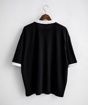 KANGOL カンゴール 別注コラボ 鹿の子クレリック/ラインリブ/ワンポイント刺繍オーバーサイズ半袖ポロシャツ