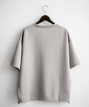 接触冷感 オーバーサイズダンボール裾ドローコード半袖クルーネックTシャツ
