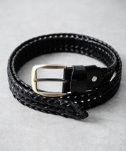 リアルレザー 本革 ラウンドスクエアバックルメッシュベルト 15729