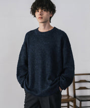 オーバーサイズウール混ミックス糸プルオーバーニットセーター 14548