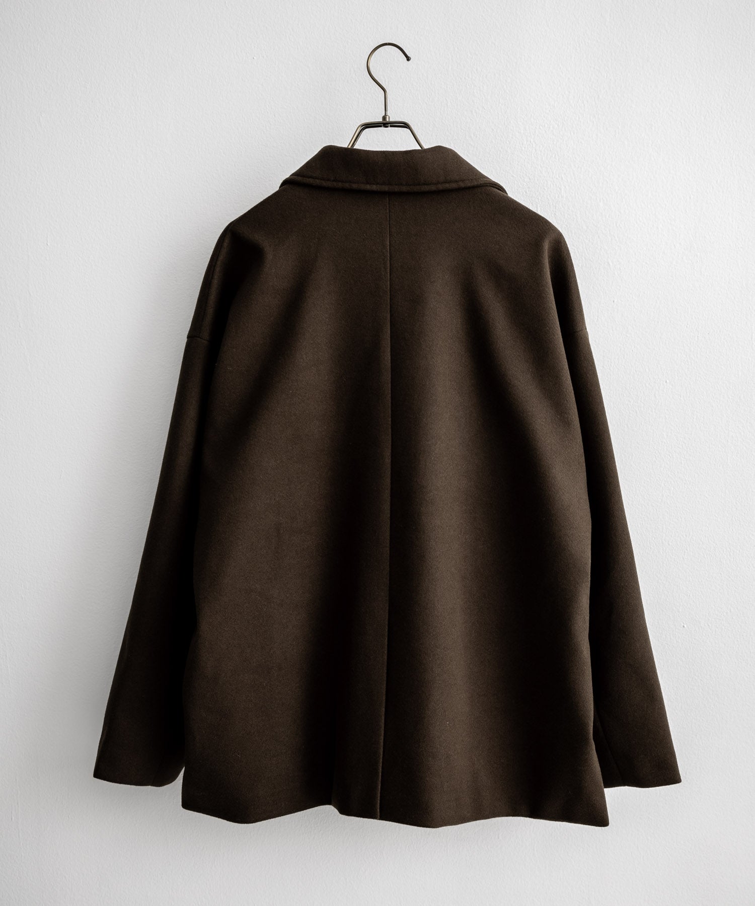 T/M オーバーサイズダブルブレストショート丈Pコート/テックメルトン短丈ジャケット 15992