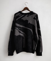 5Gフェザーヤーンジャガードマーブル柄ルーズクルーネック長袖ニット 15190