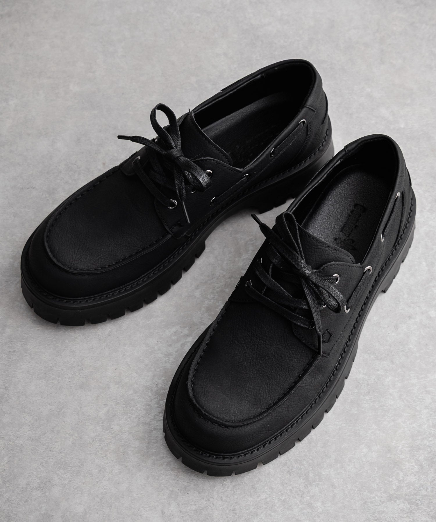 フェイクレザー厚底モカシンボートシューズ/デッキシューズ 15291