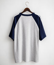 KANGOL カンゴール 別注コラボ オーバーサイズ袖ラインワッフルワンポイントロゴ刺繍ラグラン半袖Tシャツ