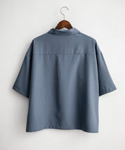 接触冷感 オーバーサイズとろみショート丈半袖シャツ/短丈ハーフスリーブシャツ 15366