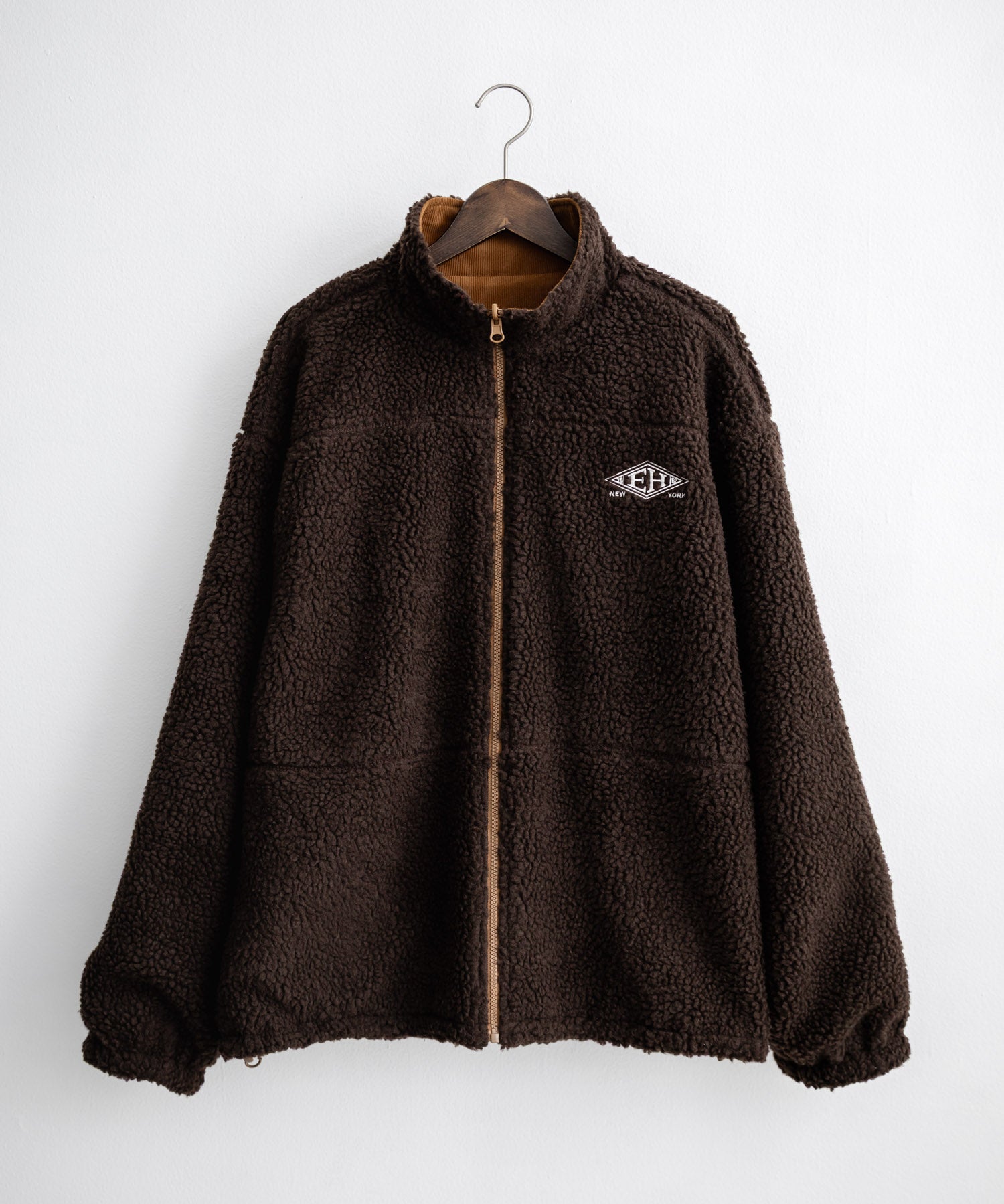 新色追加 2Wayリバーシブル 両A面オーバーサイズワンポイントサークルロゴ刺繍スタンドネックボアブルゾン 14527
