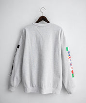 HUF ハフ オーバーサイズ裏起毛アソートプリント刺繍クルーネック長袖トレーナー 16462
