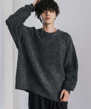 オーバーサイズウール混ミックス糸プルオーバーニットセーター 14548