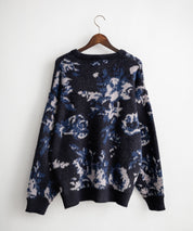 新色追加 フェザーヤーン オーバーサイズフラワー柄クルーネックニット 14031