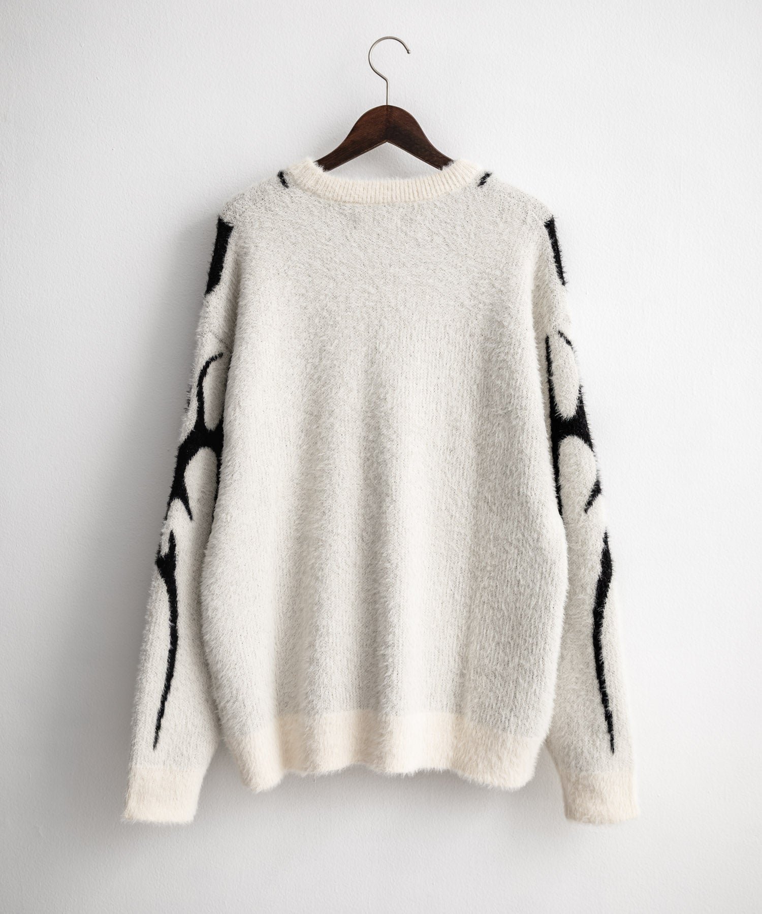 5Gフェザーヤーンジャガードトライバル柄ルーズクルーネック長袖ニット 15191