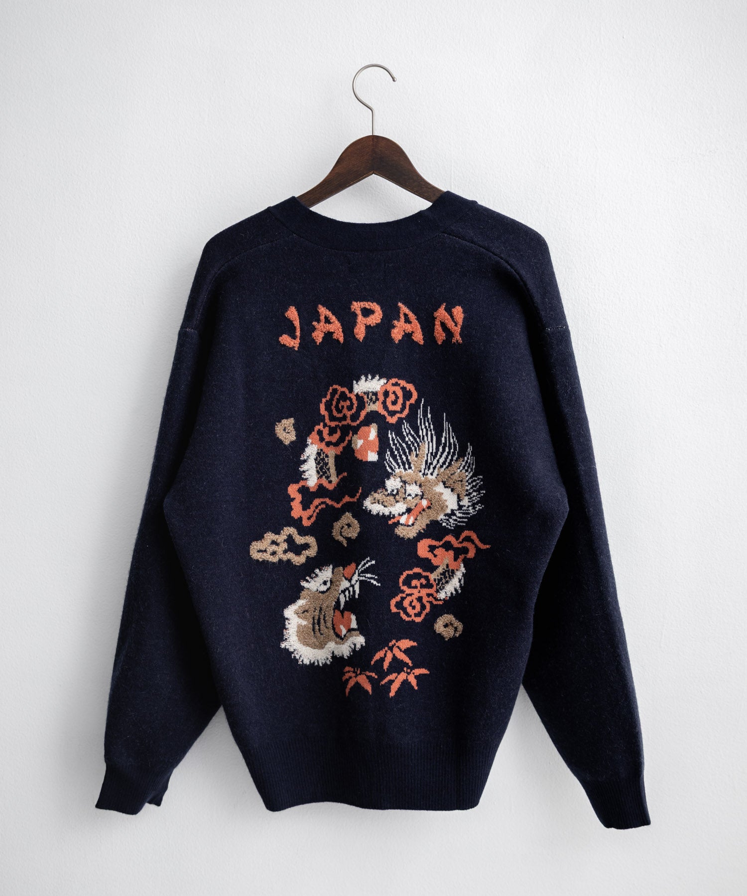KRIFF MAYER クリフメイヤー オーバーサイズ龍虎刺繍もちのびV長袖ネックニットカーディガン 2623100 16539