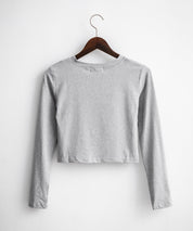 へそ出しショート丈 クロップド丈 切り替えロングTシャツ 14952