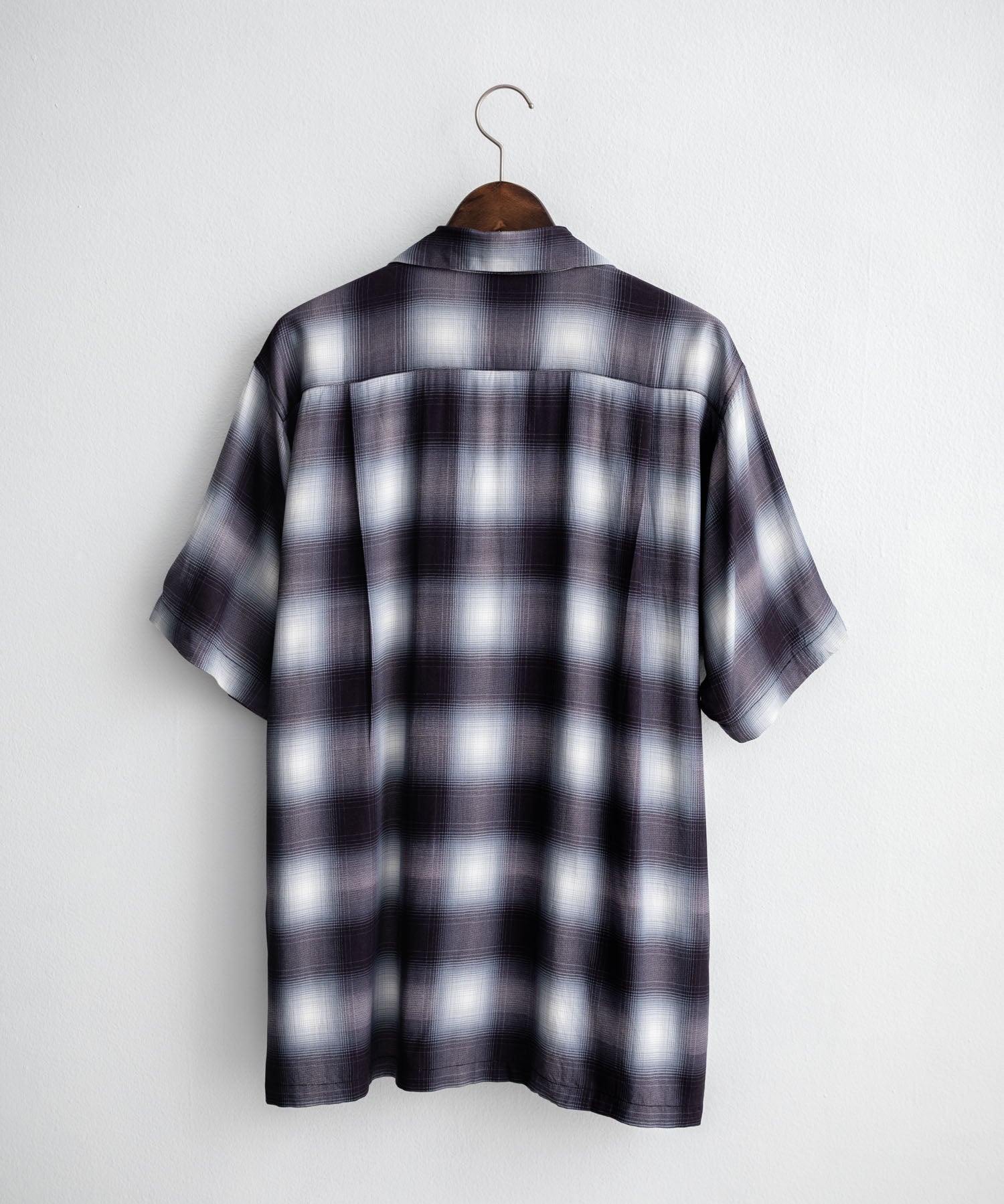 HOUSTON ヒューストン オーバーサイズオープンカラーオンブレチェック半袖シャツ 16201