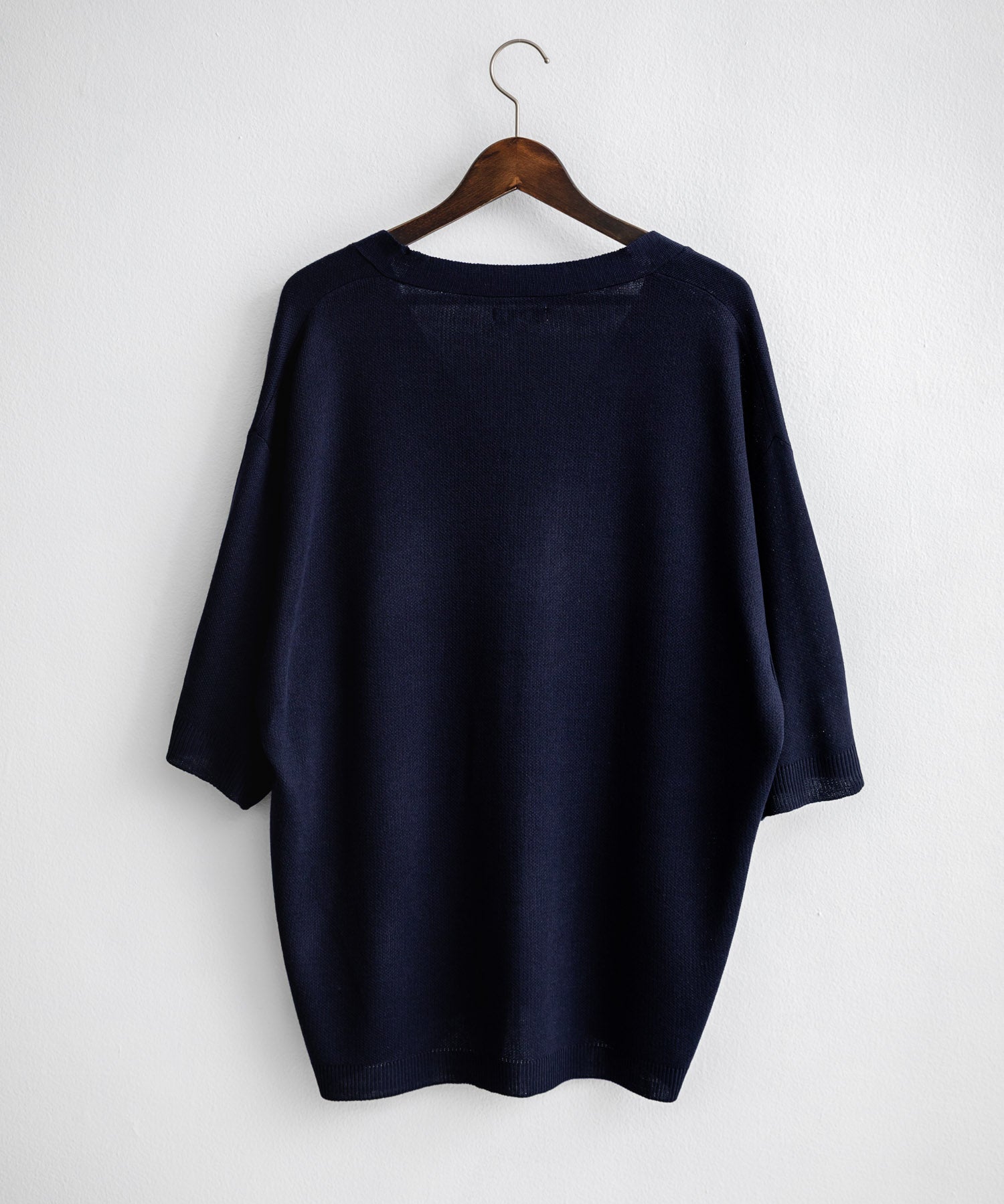 接触冷感 オーバーサイズVネックハイゲージ半袖サマーニットカーディガン 15472