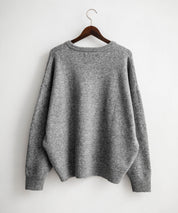 オーバーサイズ5Gウール混天竺ショート丈クルーネックニットセーター 15192