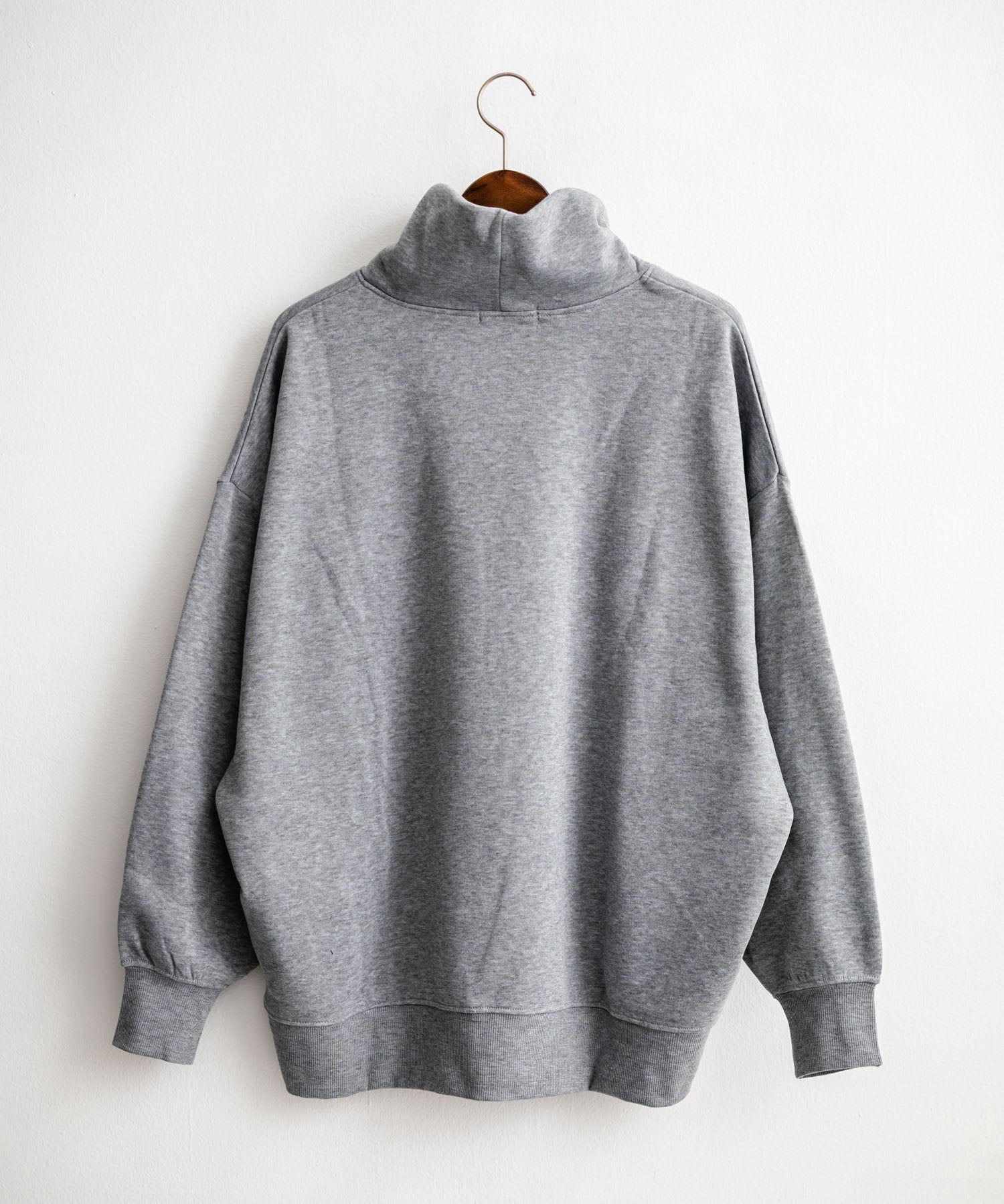 コットンタッチ裏起毛ドルマンスリーブハイネックトレーナースウェット 14983