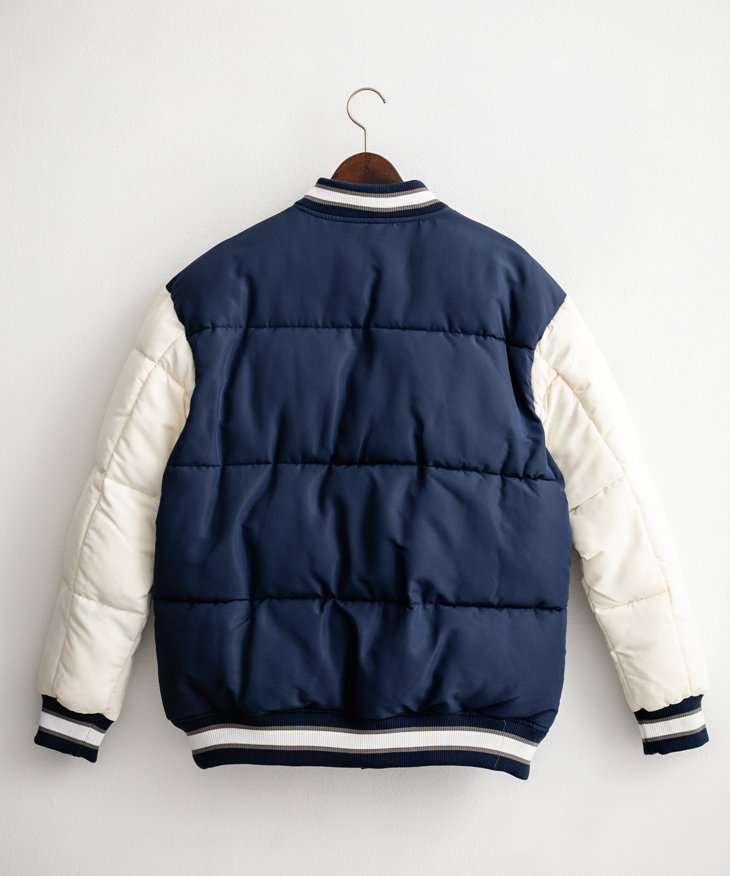 U.S. POLO ASSN. ユーエスポロアッスン PADDED VARSITY JACKET オーバーサイズワンポイントロゴ刺繍中綿スタジャン / 配色切替パデッドジャケット 14894
