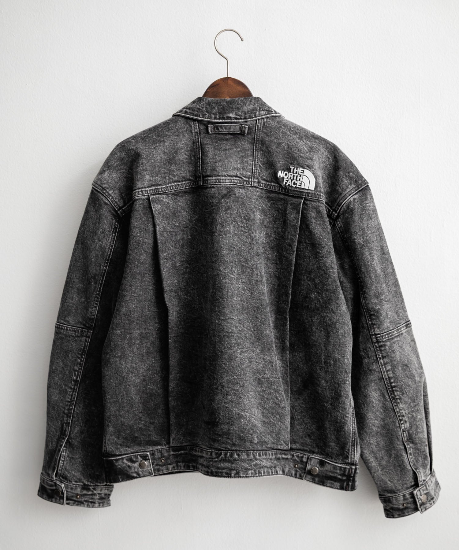 日本未展開モデル WHITE LABEL THE NORTH FACE DENIM TRUCKER JACKET ワンポイントロゴ刺繍ワークデニムジャケット 15653