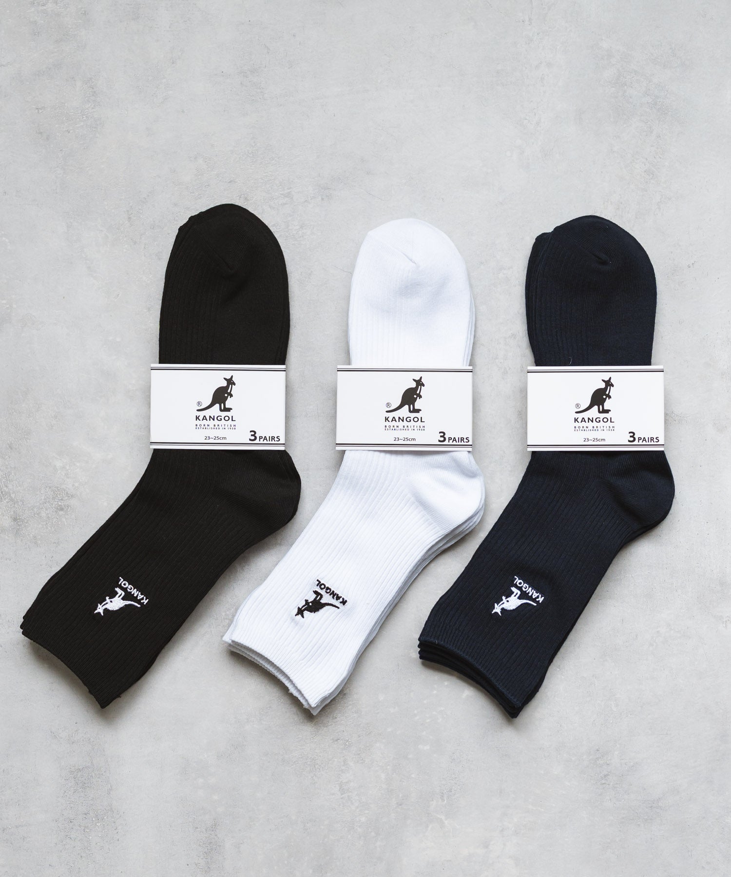 KANGOL カンゴール W's 3P ミドル丈スクールリブソックス/ワンポイント刺繍靴下 15688