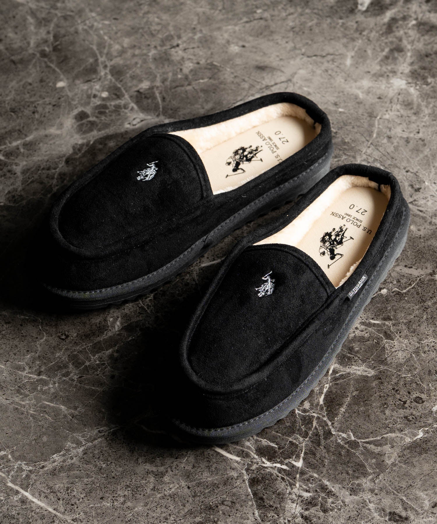 U.S.POLO ASSN. ユーエスポロアッスン ボアライニングスライド スリッポン/ワンポイントロゴモカシンシューズ 14933
