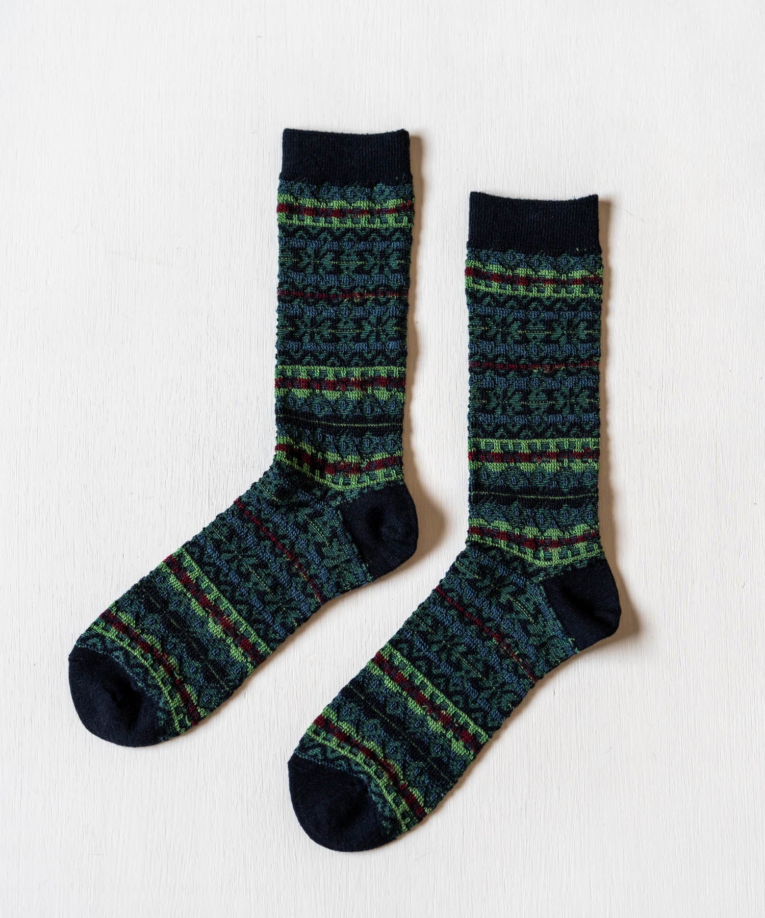 ANONYMOUSISM アノニマスイズム 日本製 国産 Reverse FailrIsle JQ Crew リバースフェアアイルクルー丈ジャカードスニーカーソックス 15398