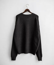 U.S. POLO ASSN. ユーエスポロアッスン 別注コラボ オーバーサイズワンポイントロゴ刺繍畦編みクルーネック長袖ニットセーター 14768