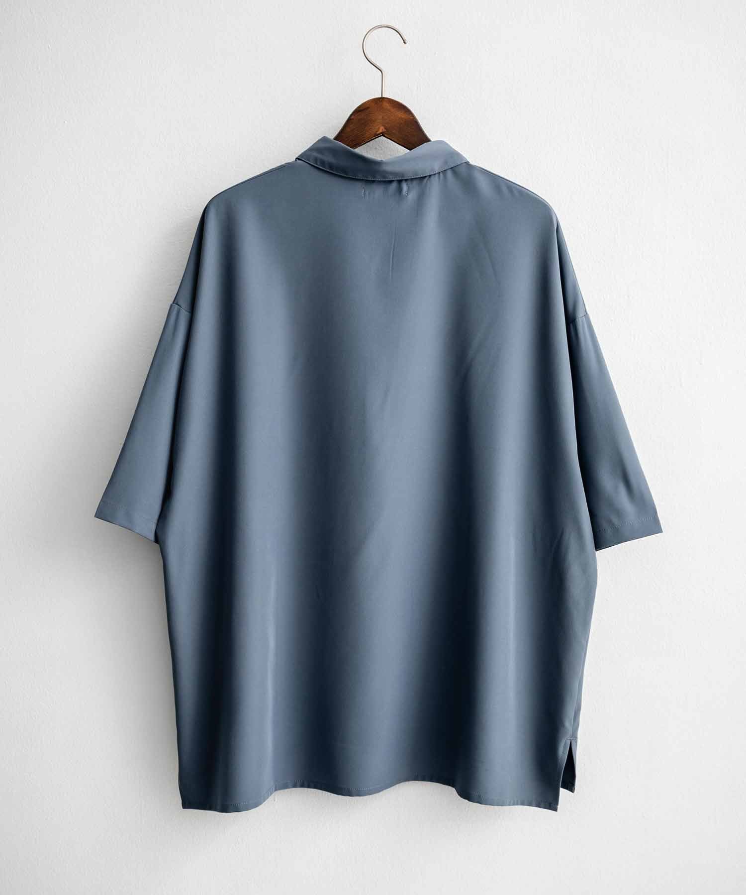 新色追加 接触冷感 オーバーサイズとろみビッグシルエットストレッチレギュラーカラー半袖シャツ 14208