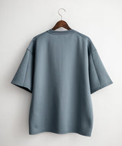 接触冷感 オーバーサイズダンボールハーフジップ半袖プルオーバーTシャツ 15624