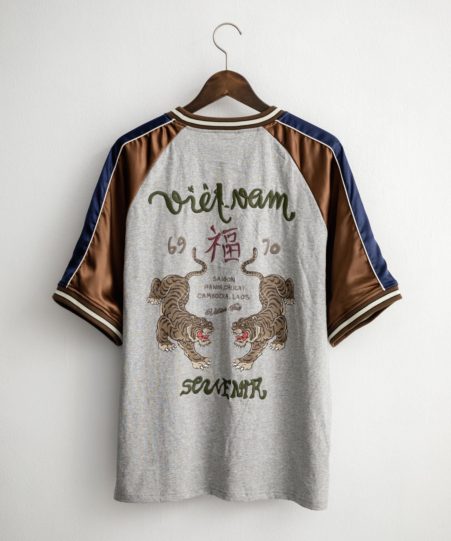 KRIFF MAYER クリフメイヤー スーベニア虎刺繍スカジャンTシャツ/リブラインラグランカットソー 2547201 15866